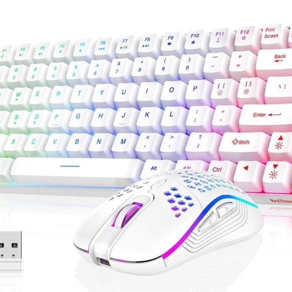 RedThunder K84 Wireless Keyboard and Mouse Combo, Rainbow Backlit Rechargeable